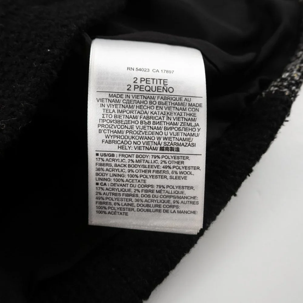 NEW BANANA REPUBLIC black/grey asymmetrical blazer size 2 P